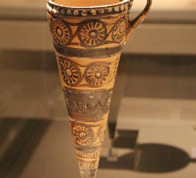 Minoan painted vessel from Akrotiri