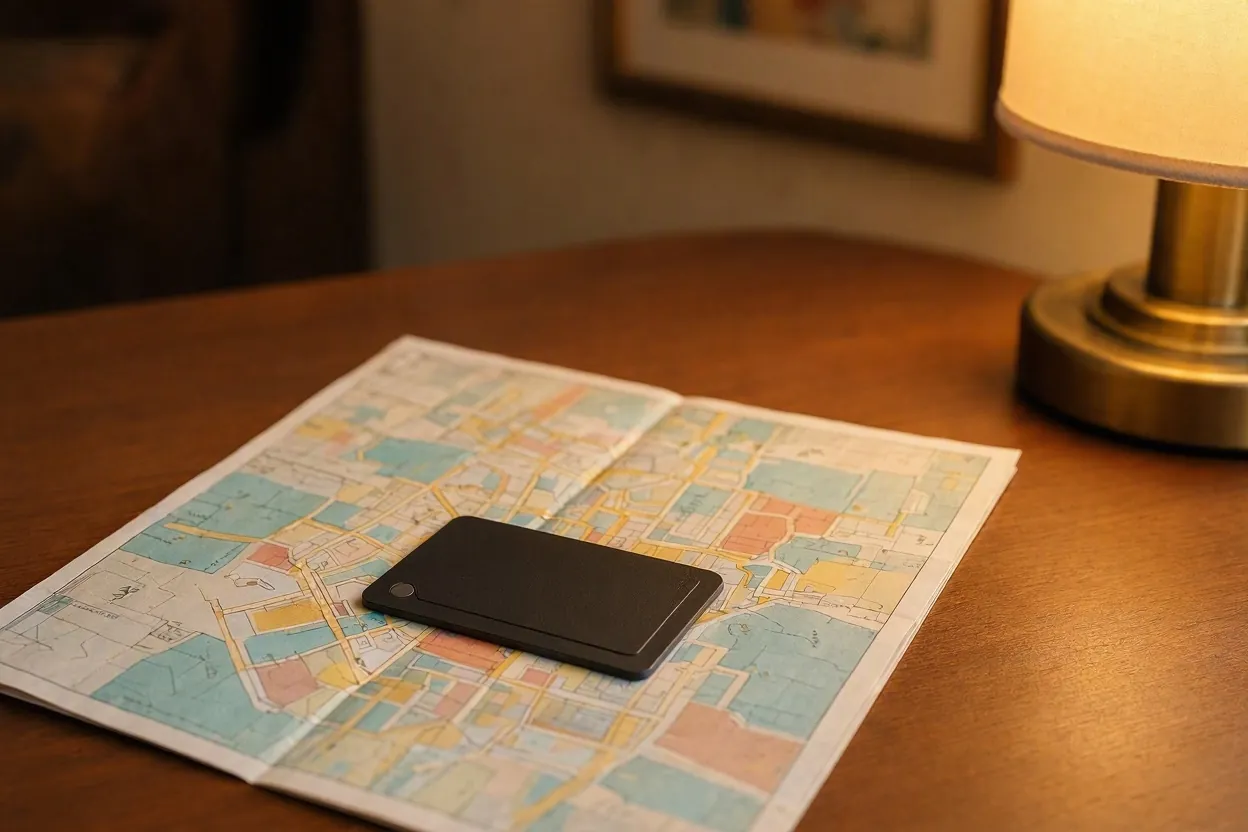 Κάρτα κλειδί ξενοδοχείου πάνω σε χάρτη πόλης