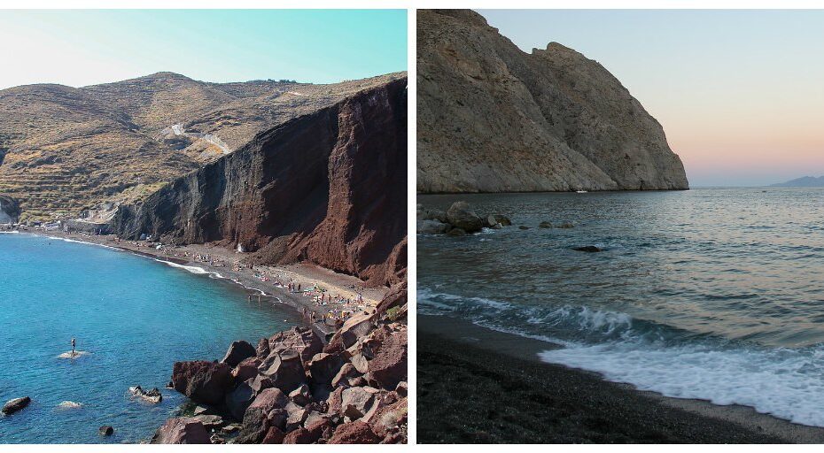Red Beach and a black sand beach on Santorini