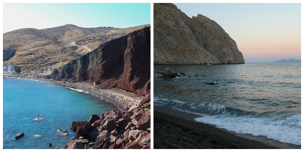 Red Beach and a black sand beach on Santorini